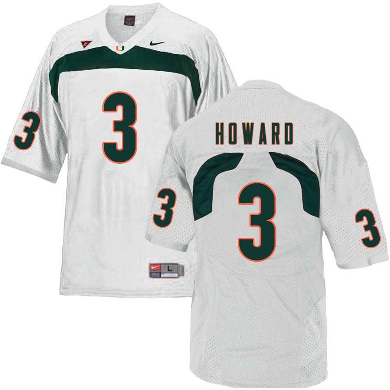 Nike Miami Hurricanes #3 Tracy Howard College Football Jerseys Sale-White - Click Image to Close